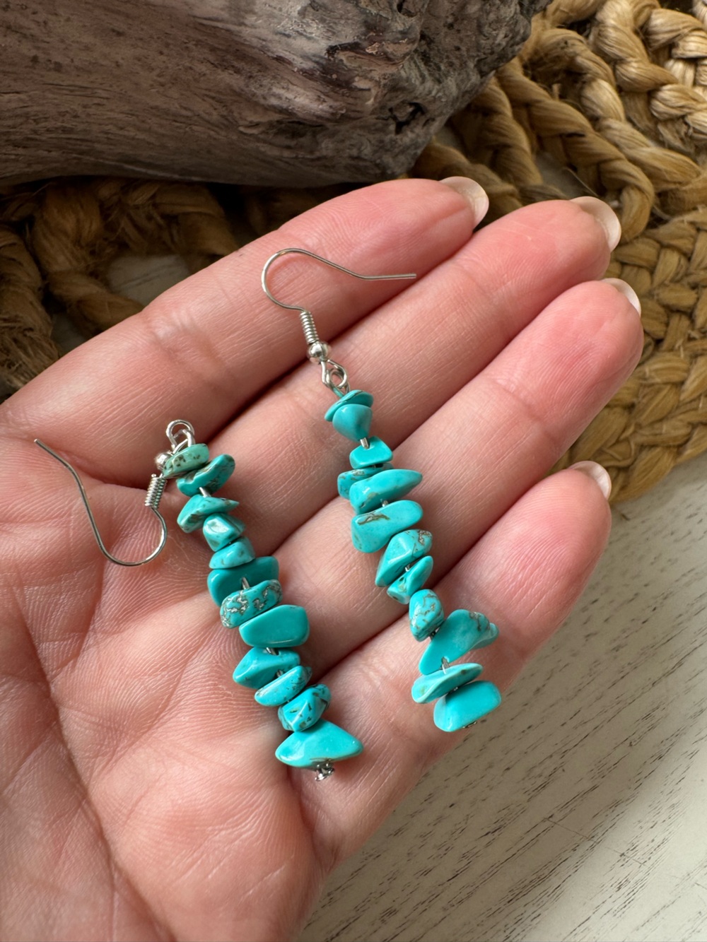 😍 GENUINE TURQUOISE CHIPS EARRINGS